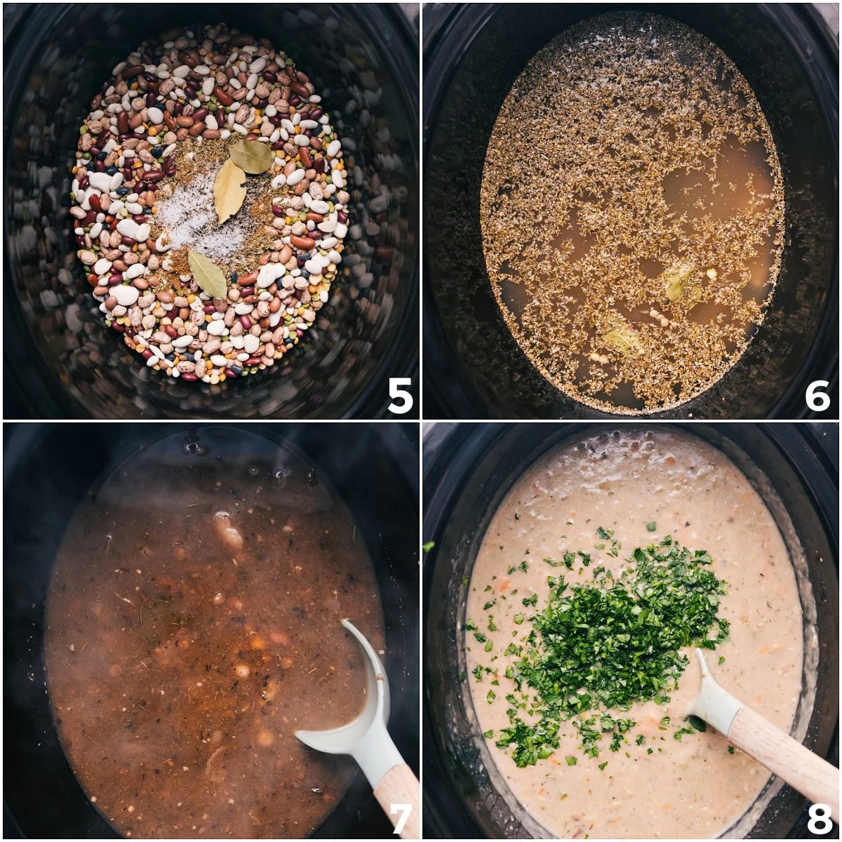 Everything goes into the slow cooker to slow cook together.