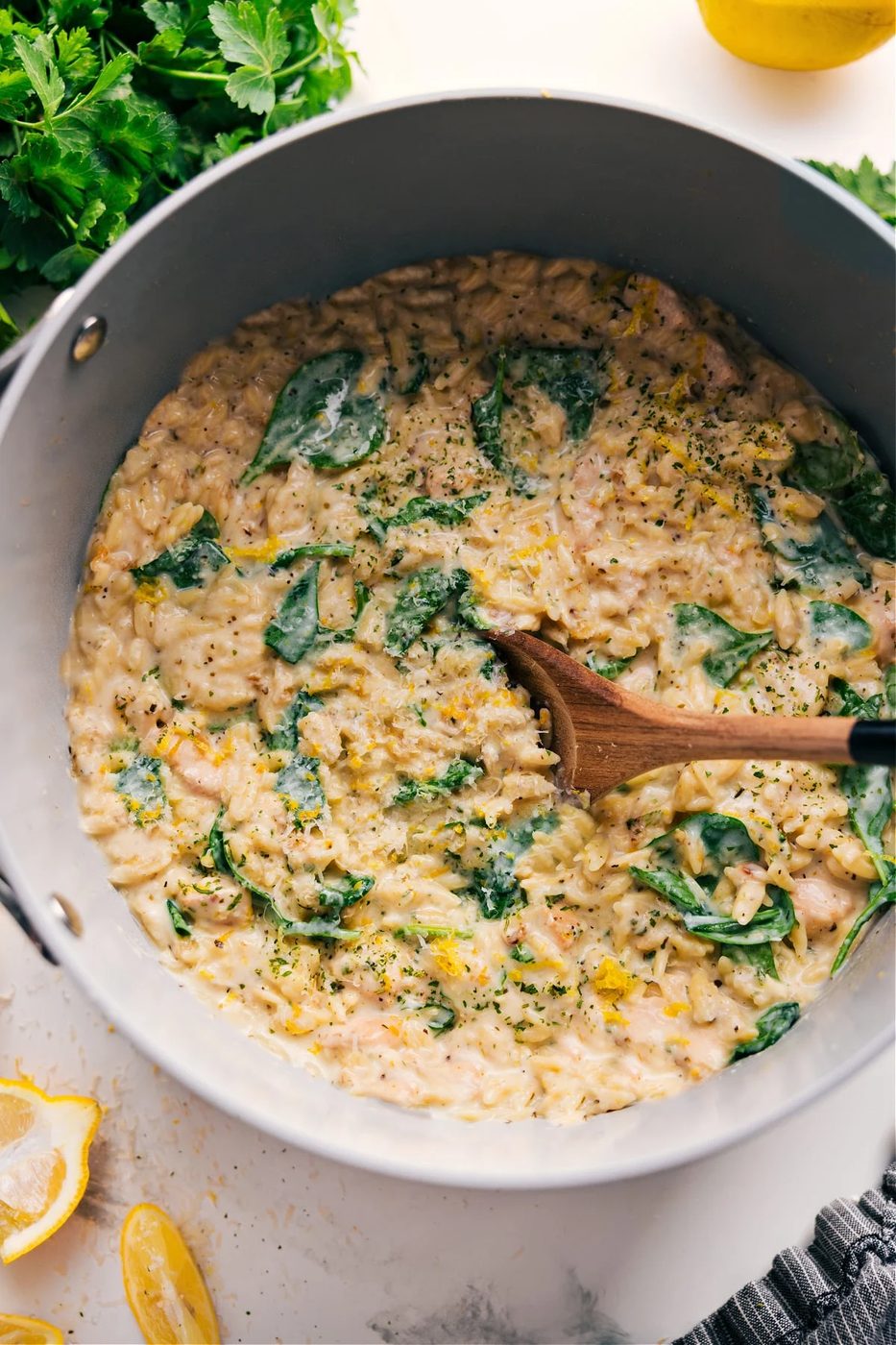 One pot lemon chicken orzo recipe is the ultimate weeknight dinner.