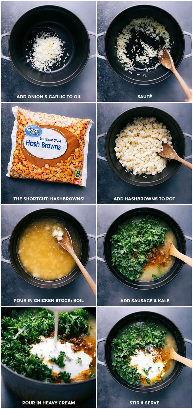 "Ingredients being added to the pot and mixed together to create a satisfying dish.
