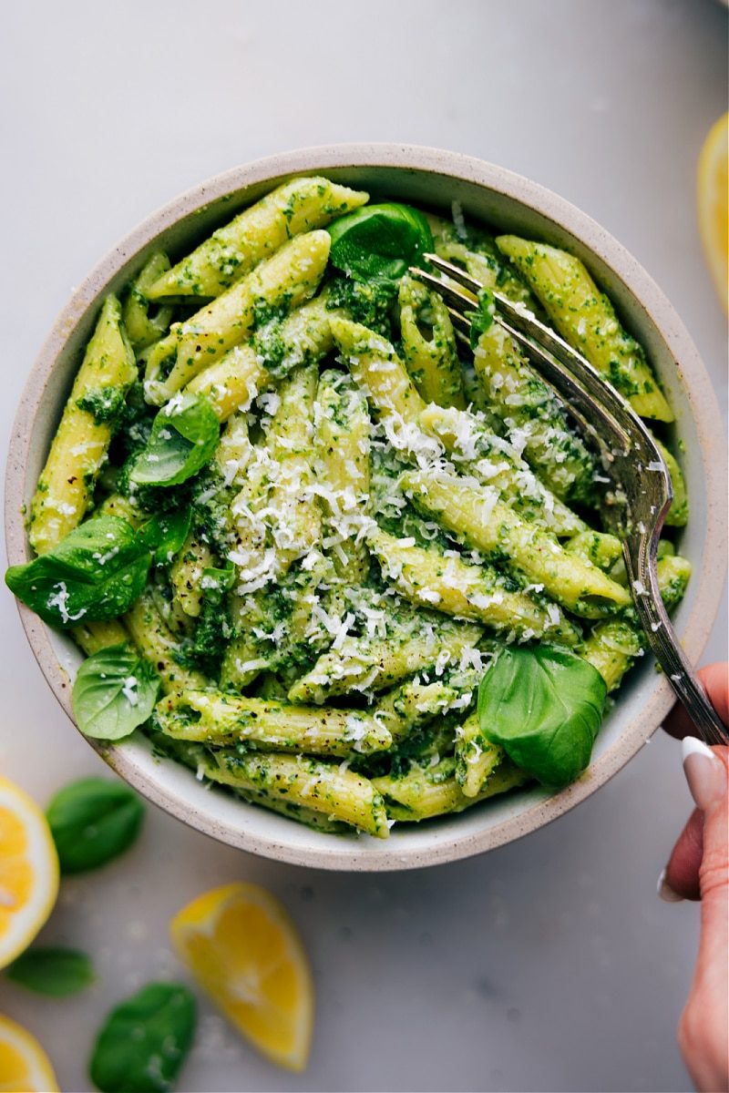 Pesto pasta from the pasta recipes roundup, made in under 20 minutes.