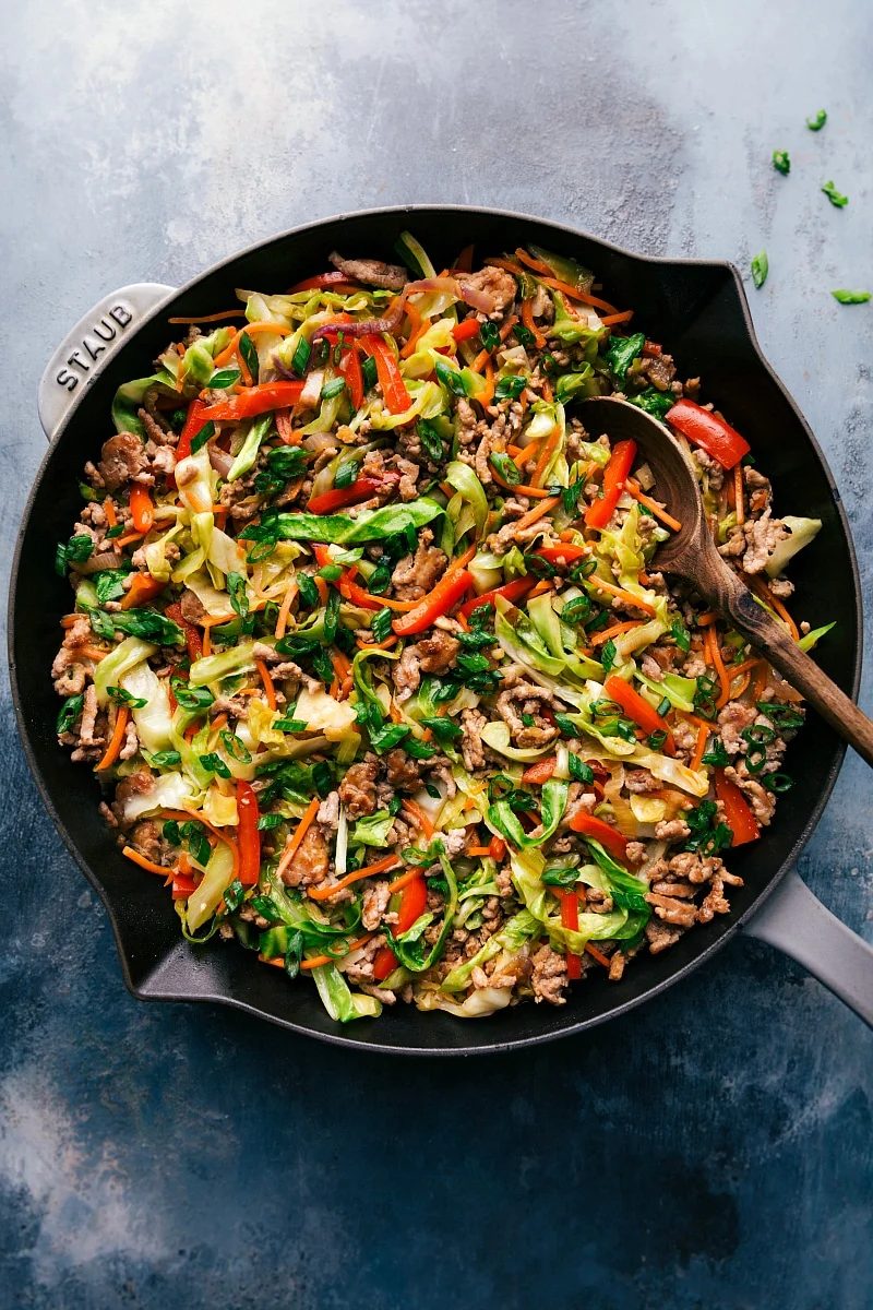 Egg Roll in a Bowl, a satisfying dish, plated and ready to enjoy.