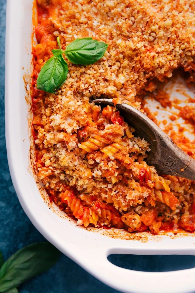 Chicken parmesan pasta made in one pan.