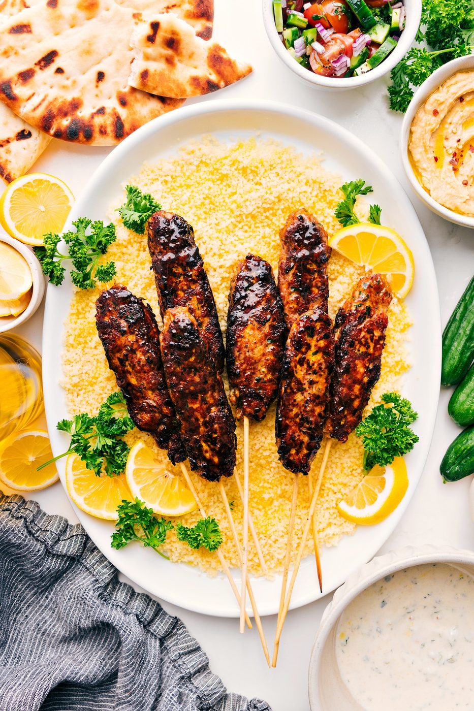 straightforward chicken recipes: chicken kofta on a bed of couscous.