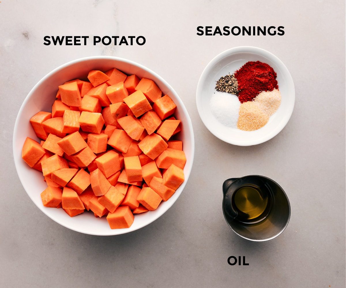 Ingredients in this recipe prepped out for straightforward assembly.