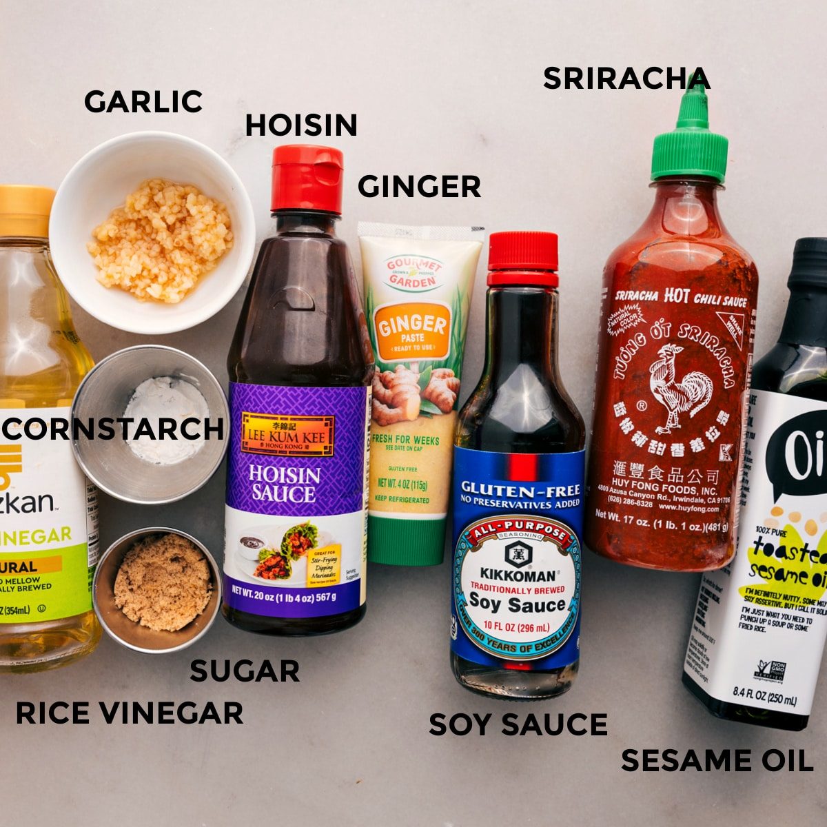 All the sauce ingredients for Asian ground beef are prepped and ready for straightforward assembly.
