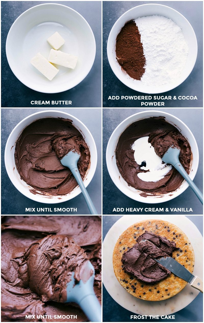 Making and spreading the satisfying and creamy frosting over the cake.