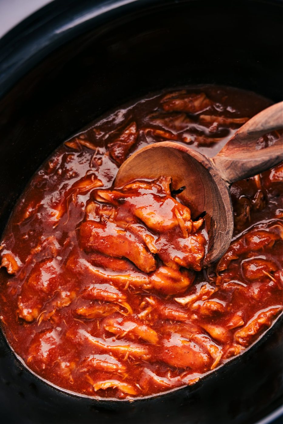 Enjoy saucy slow cooker BBQ Chicken, fresh out of the slow cooker!