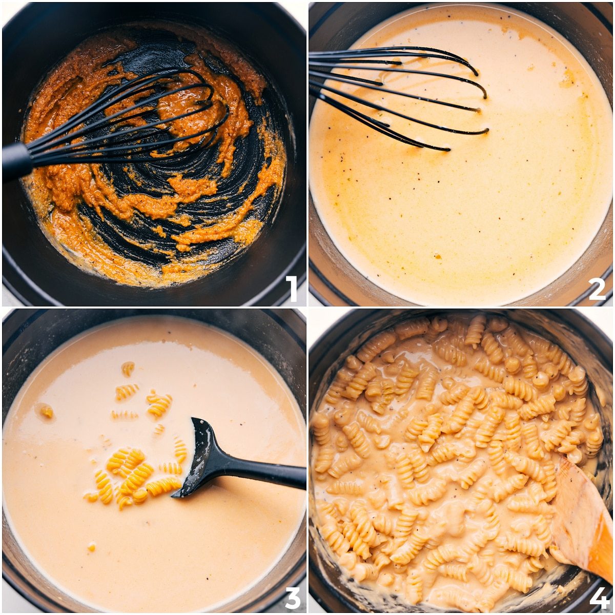 The cream sauce is whisked together in the pot, then the pasta is added to cook with it for this satisfying and cheesy BBQ Mac and Cheese.
