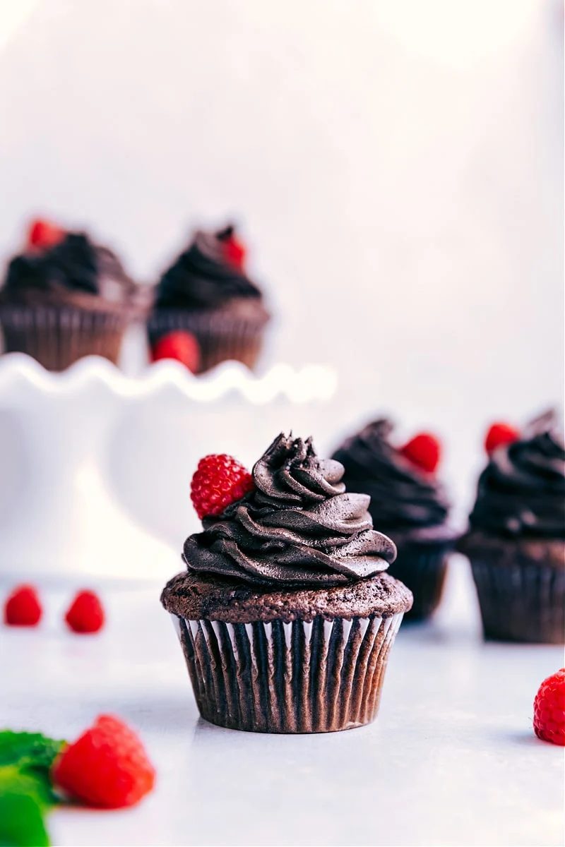 Cake mix cupcakes with buttercream frosting.
