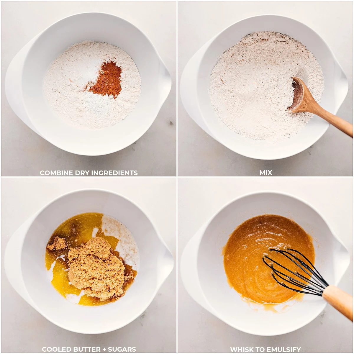 Mixing dry ingredients with added butter in a bowl to create the dough for this satisfying dessert.