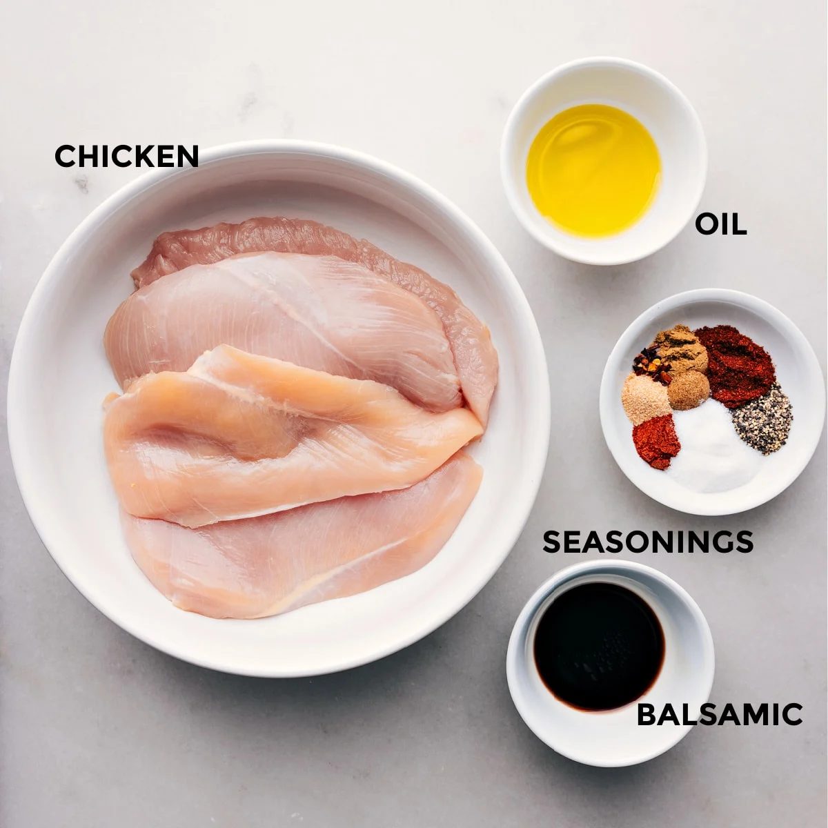 All the ingredients in this recipe prepped out for straightforward assembly.