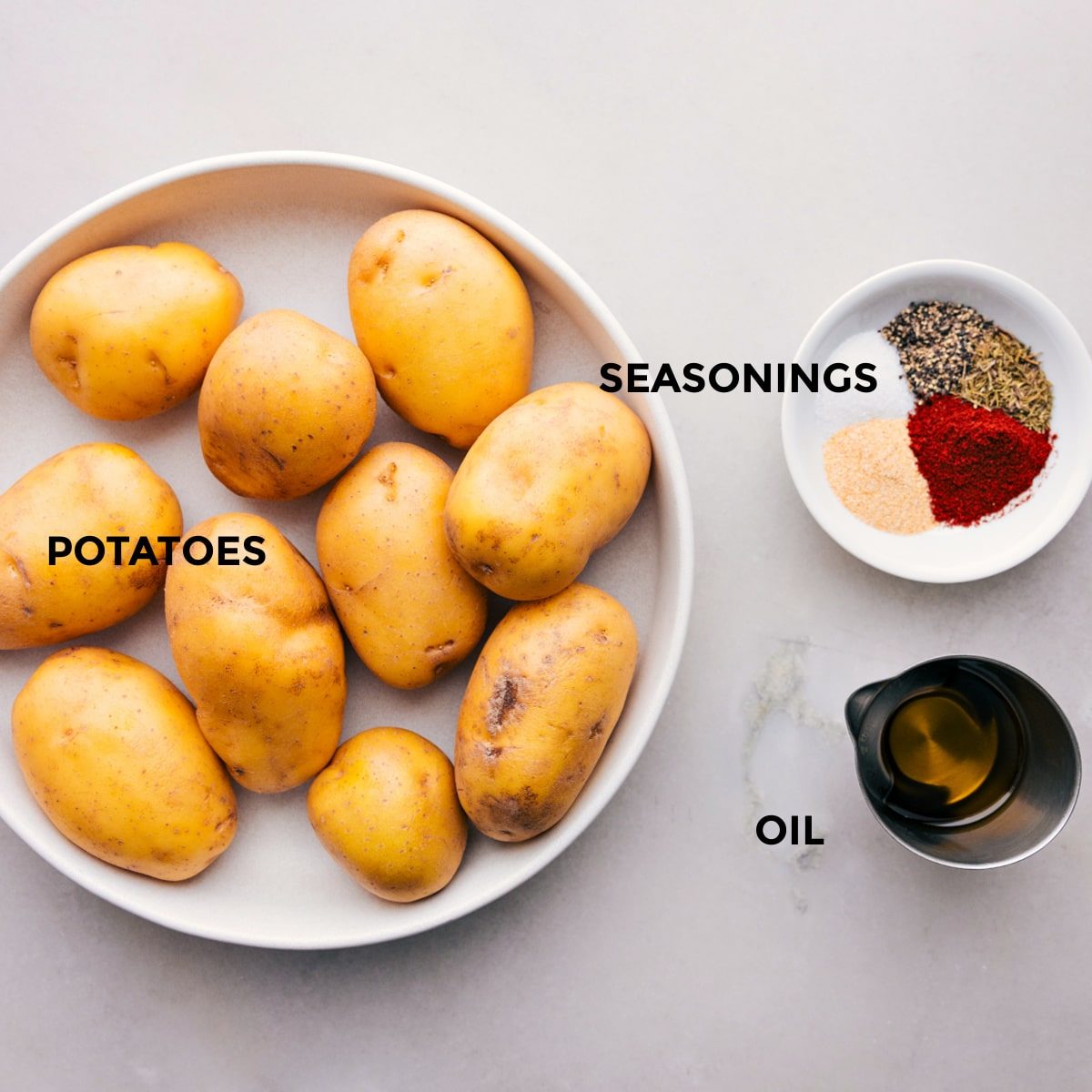 All the ingredients in this recipe prepped out for straightforward preparation.
