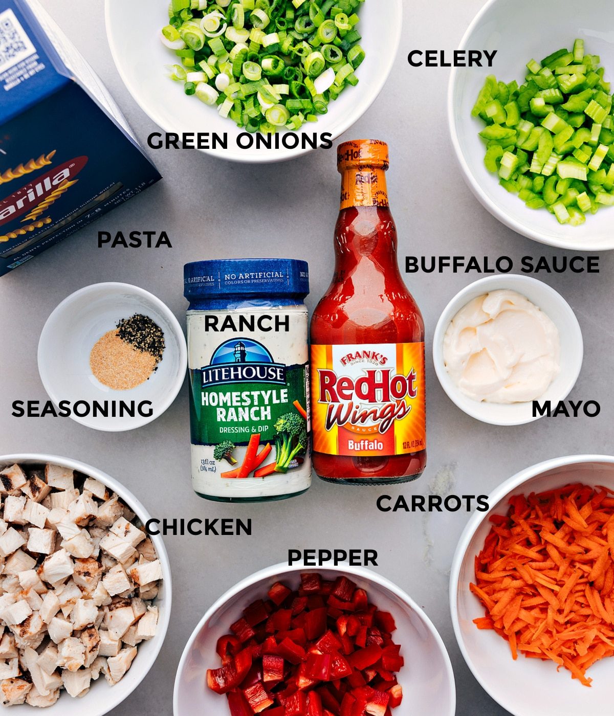 All the ingredients in this dish prepped out for straightforward assembly.