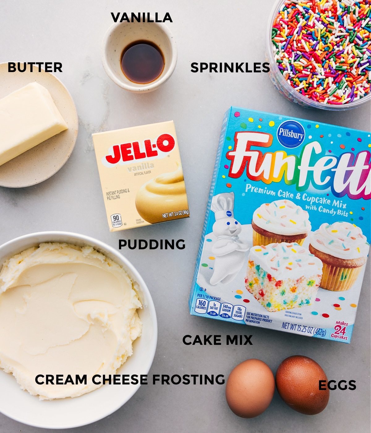 All the ingredients used in this recipe prepped out for straightforward assembly.