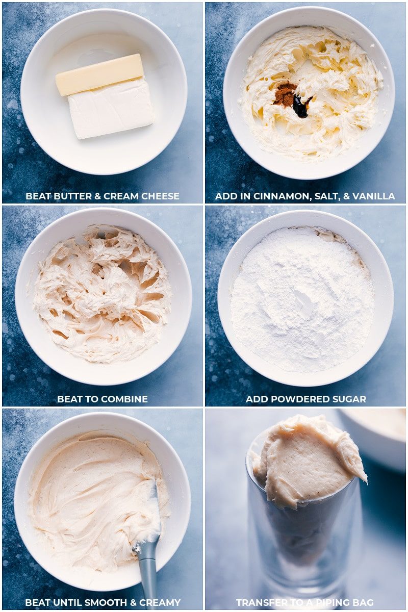 Cream cheese frosting being mixed together.