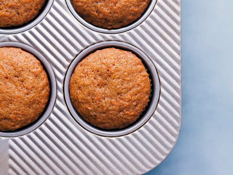 Carrot Cake Cupcakes in the pan.