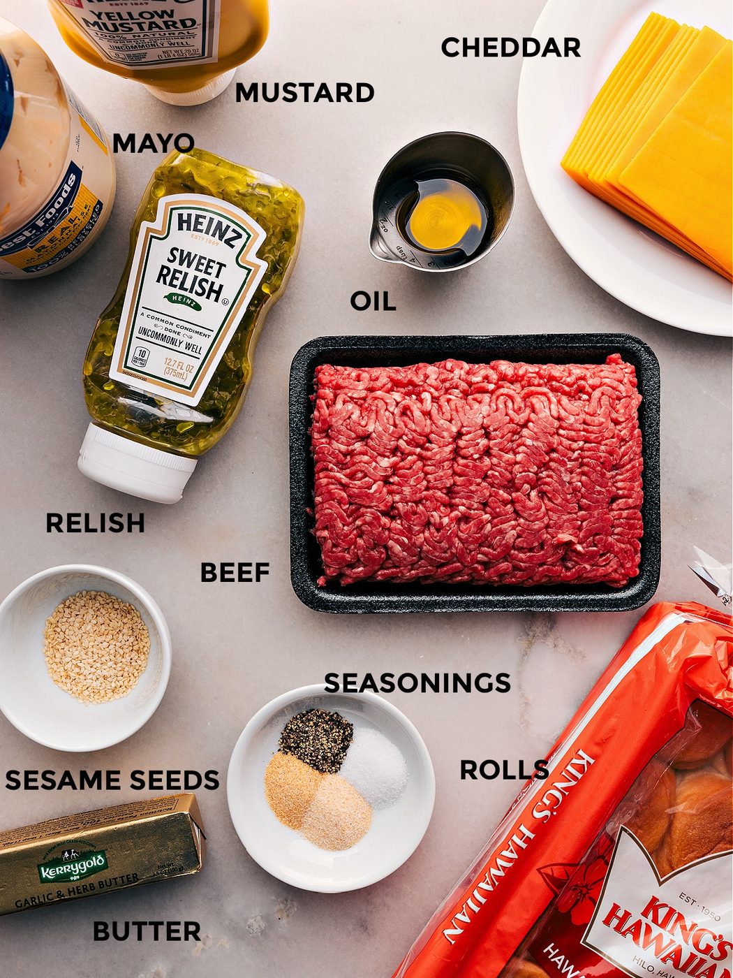 All the ingredients in this dish prepped out for straightforward preparation.
