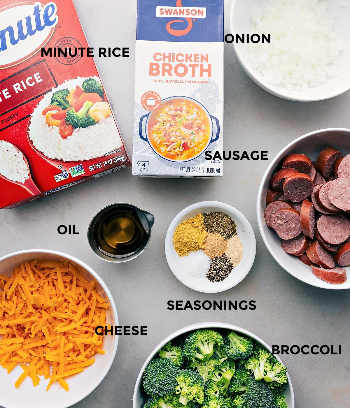 All the ingredients in this recipe prepped out for straightforward assembly.