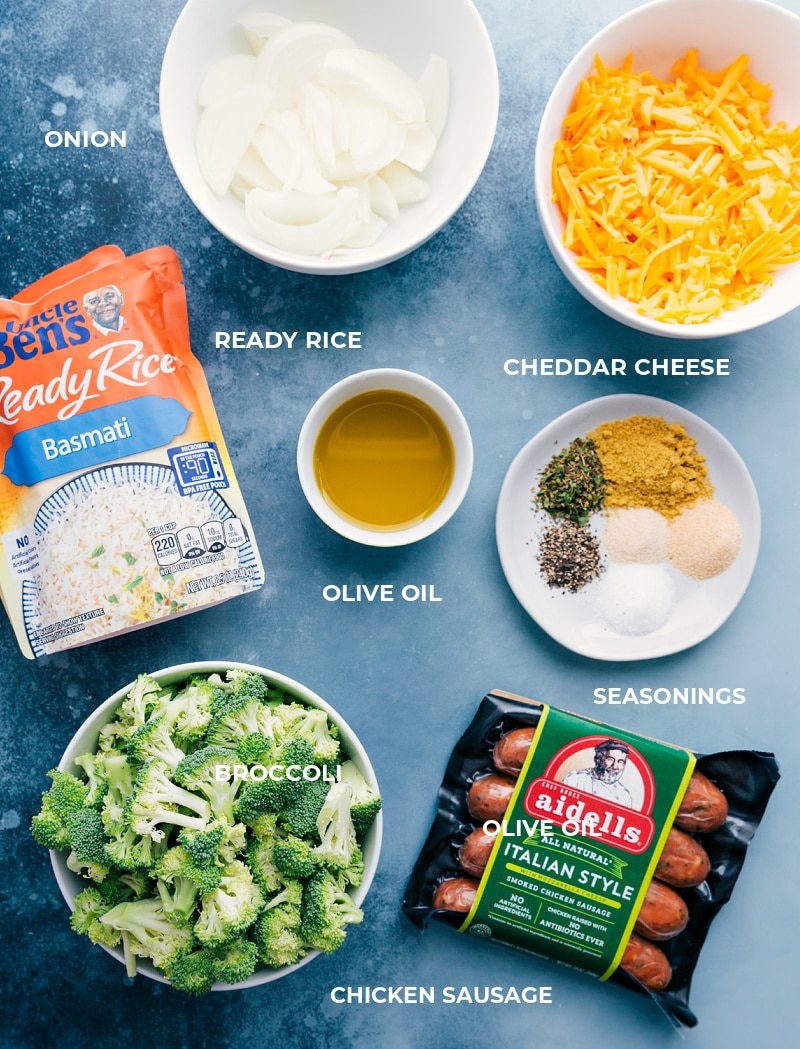 All the ingredients used in this dish prepped out for straightforward assembly.