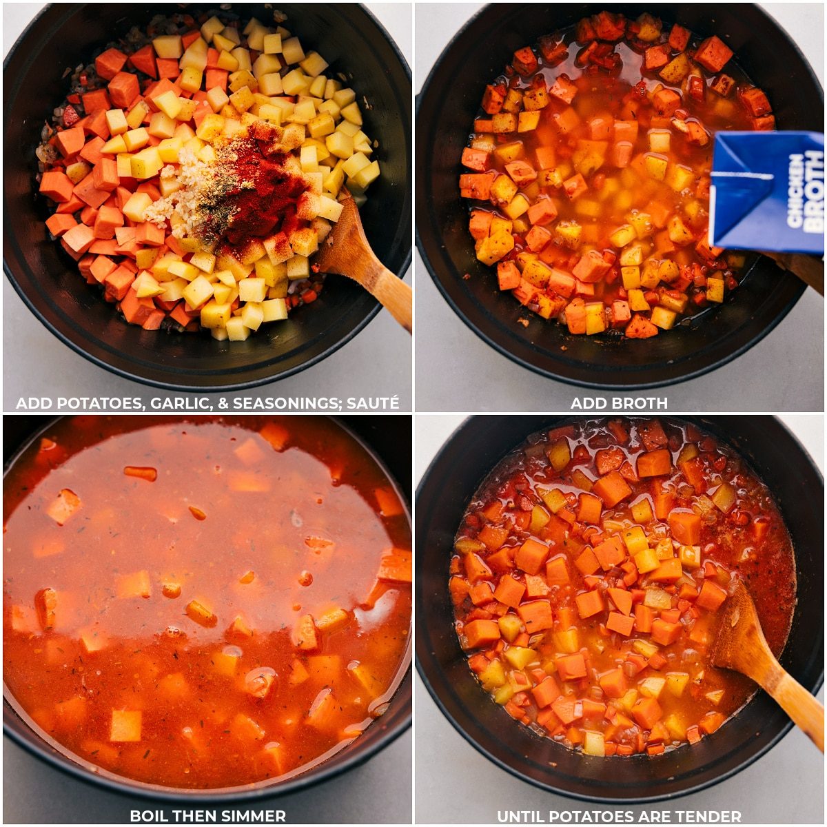 Process steps to make Cheesy Potato Soup