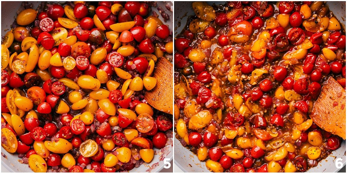 The tomatoes sautéed to perfection.