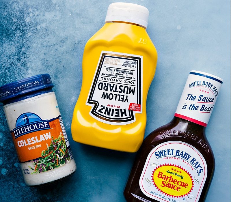 Chick-Fil-A Sauce Recipe ingredients prepped for straightforward assembly including mustard and barbecue sauce.