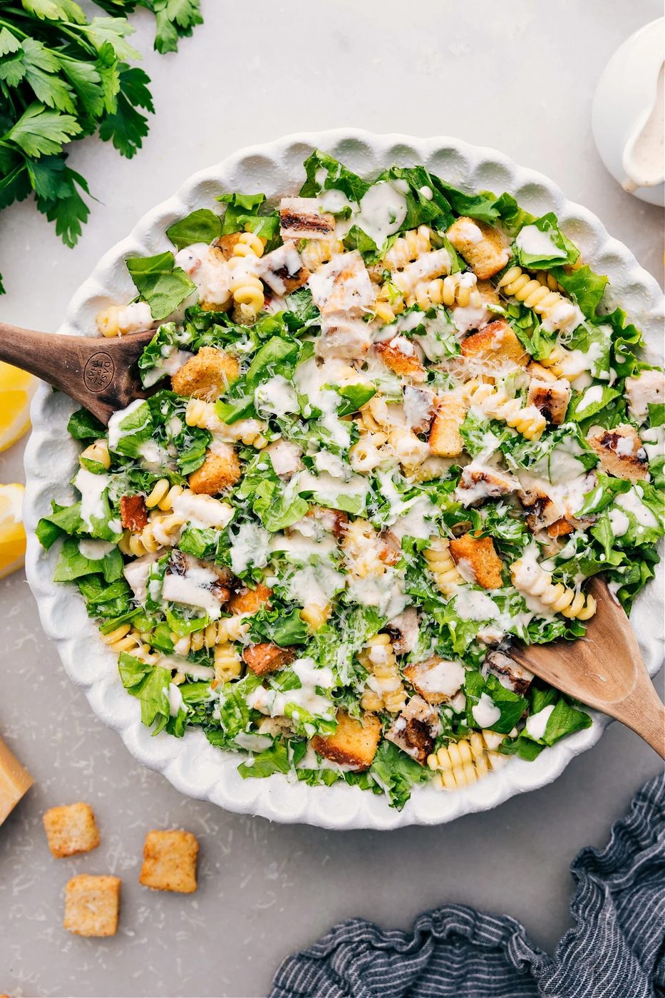 Chicken Caesar Pasta Salad for the Table