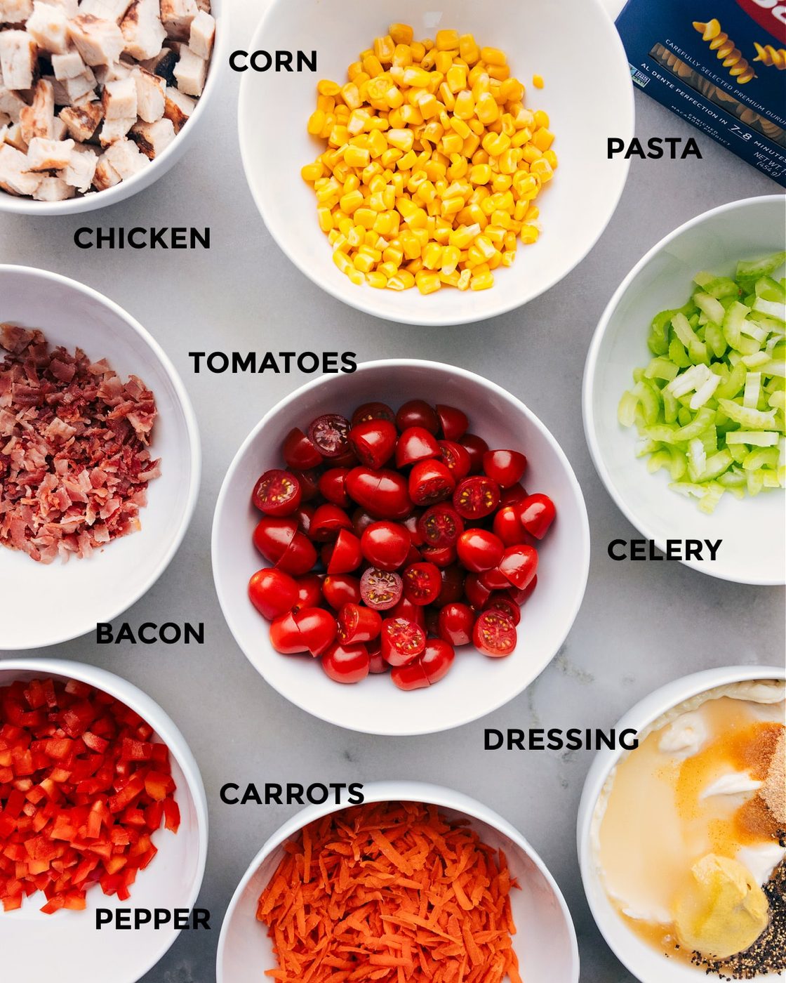 All the ingredients in this recipe prepped out for straightforward assembly.