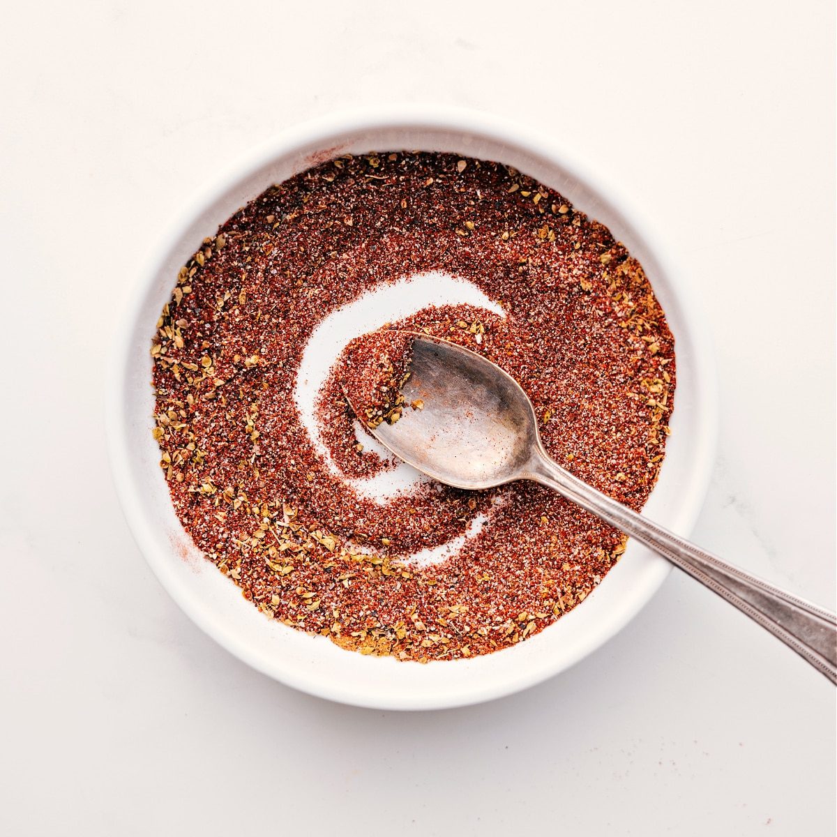 All the ingredients mixed together in a bowl for a quick spice blend.