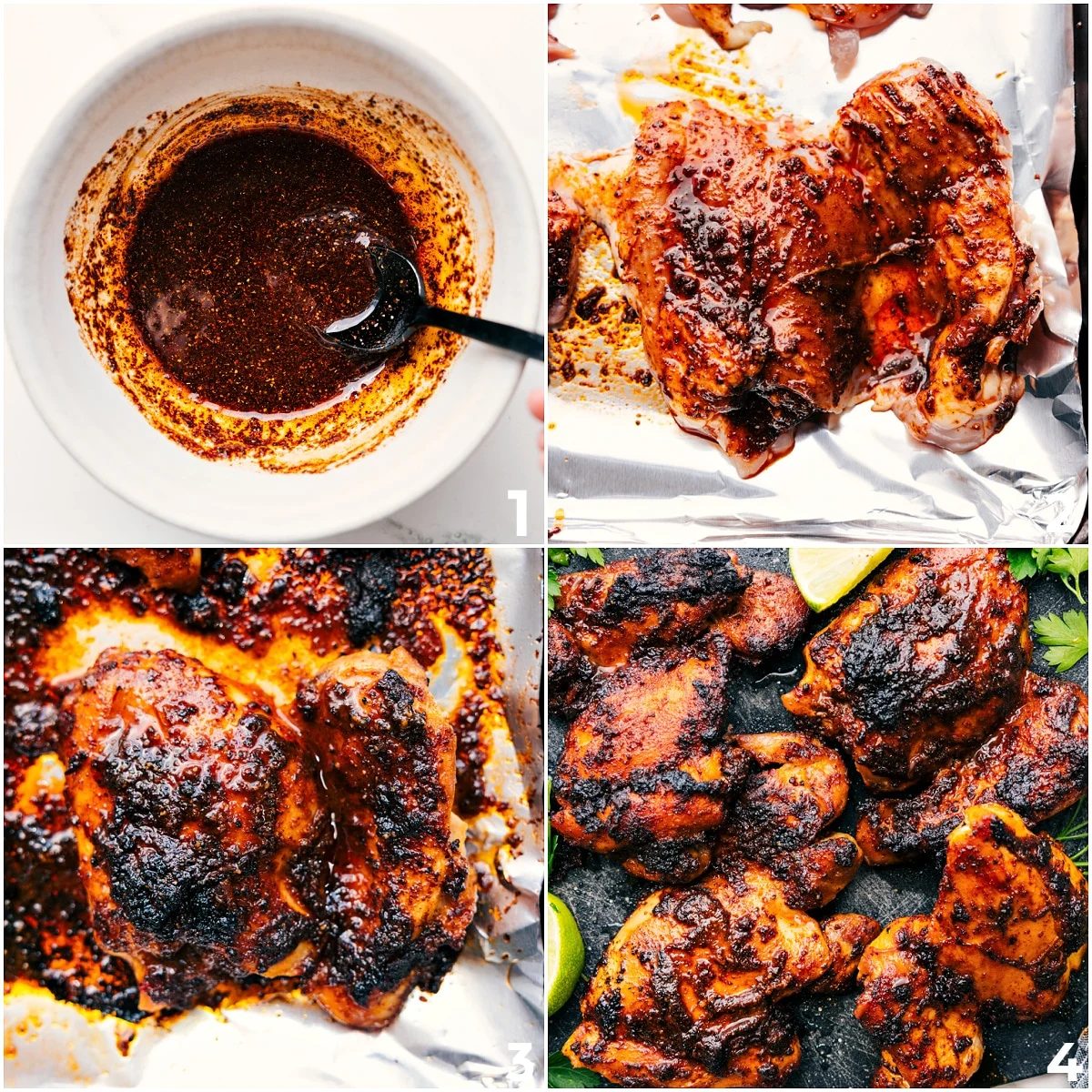Chimichurri chicken being coated in a flavorful rub, then baked to perfection.