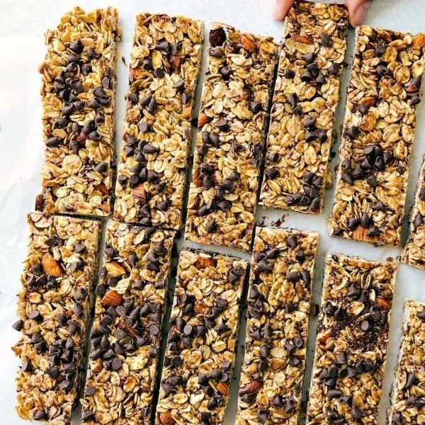 Finished from-scratch granola bars, a delightful treat reliable for eating on the go.