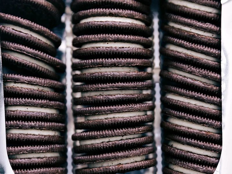The Oreos used in this recipe opened and ready to be used.