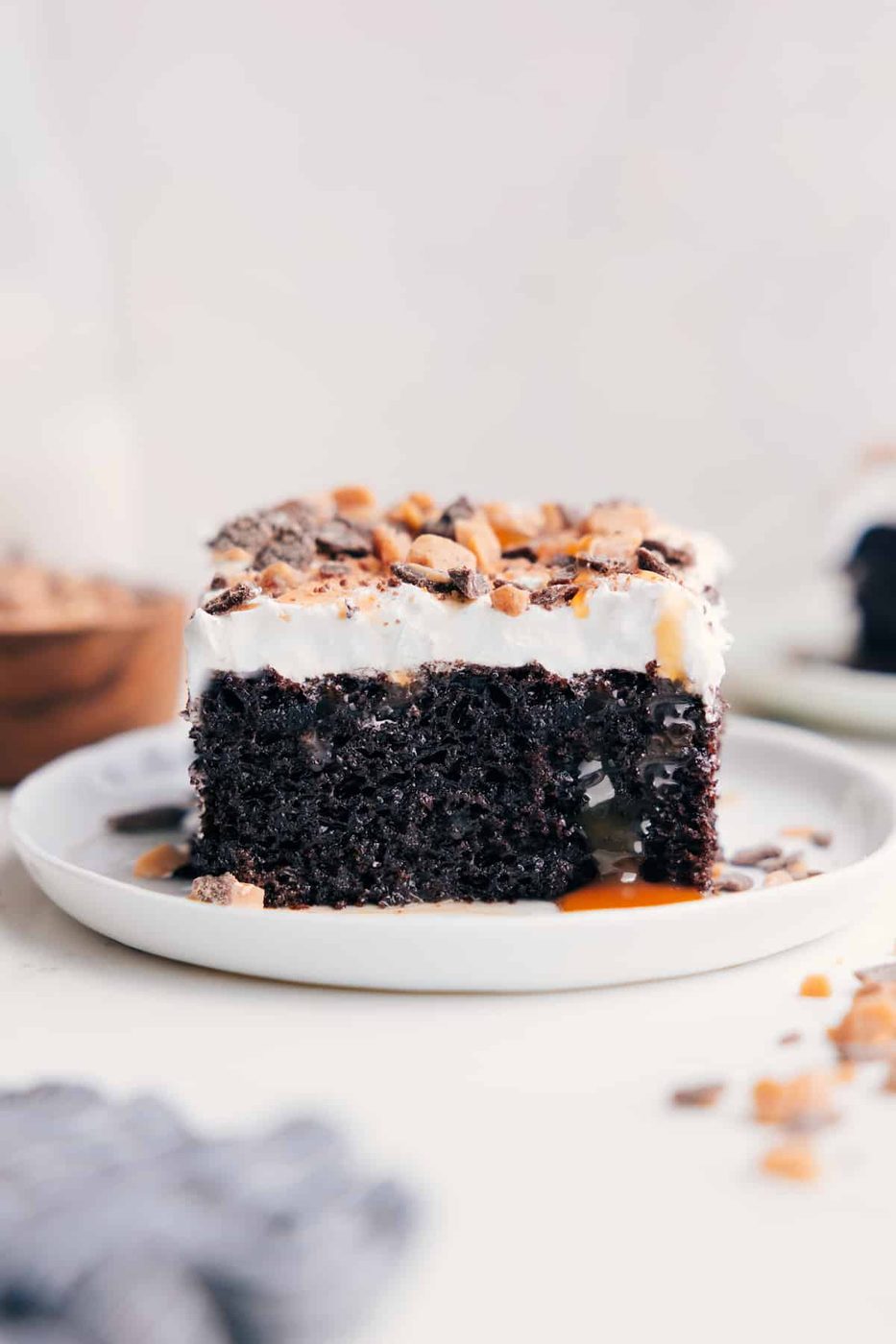 Chocolate Poke Cake for the Table