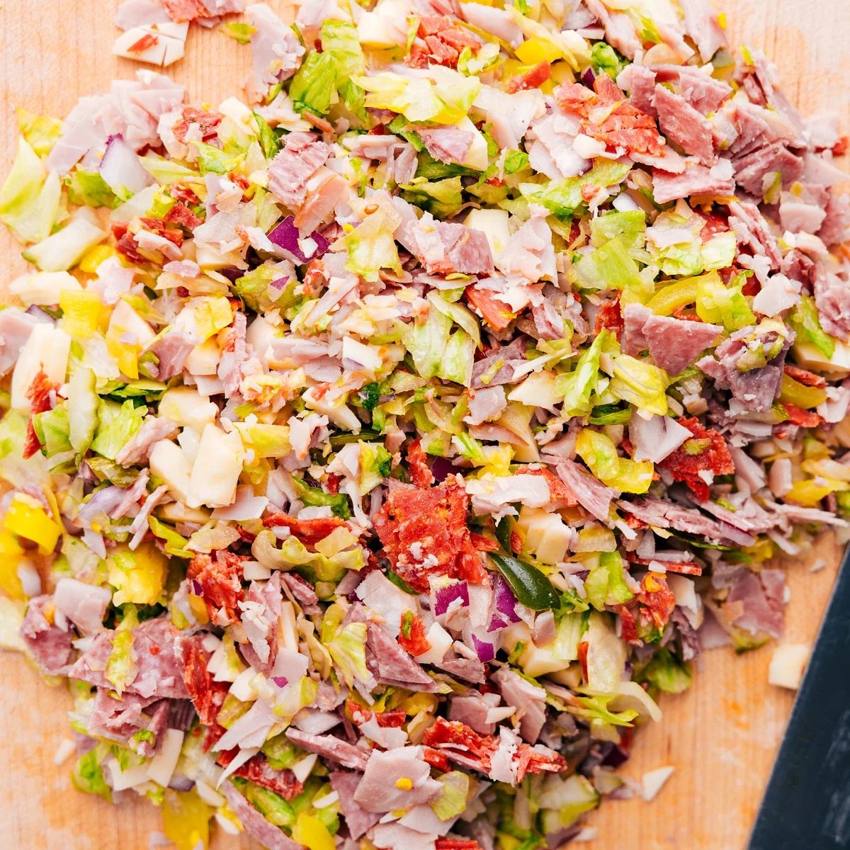 All the ingredients chopped super finely for this recipe.