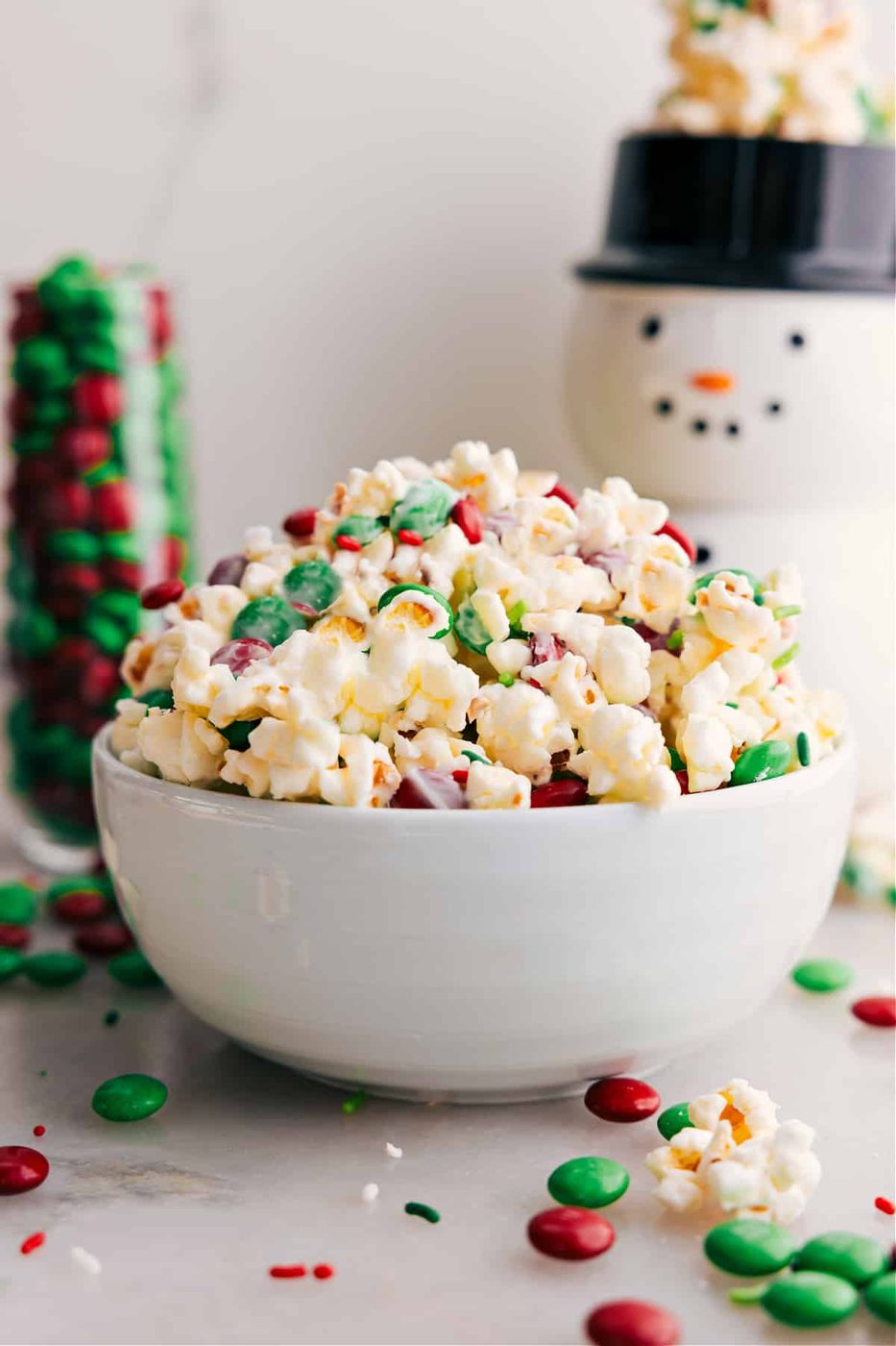 A big bowl of Christmas popcorn, reliable for a cozy movie night.