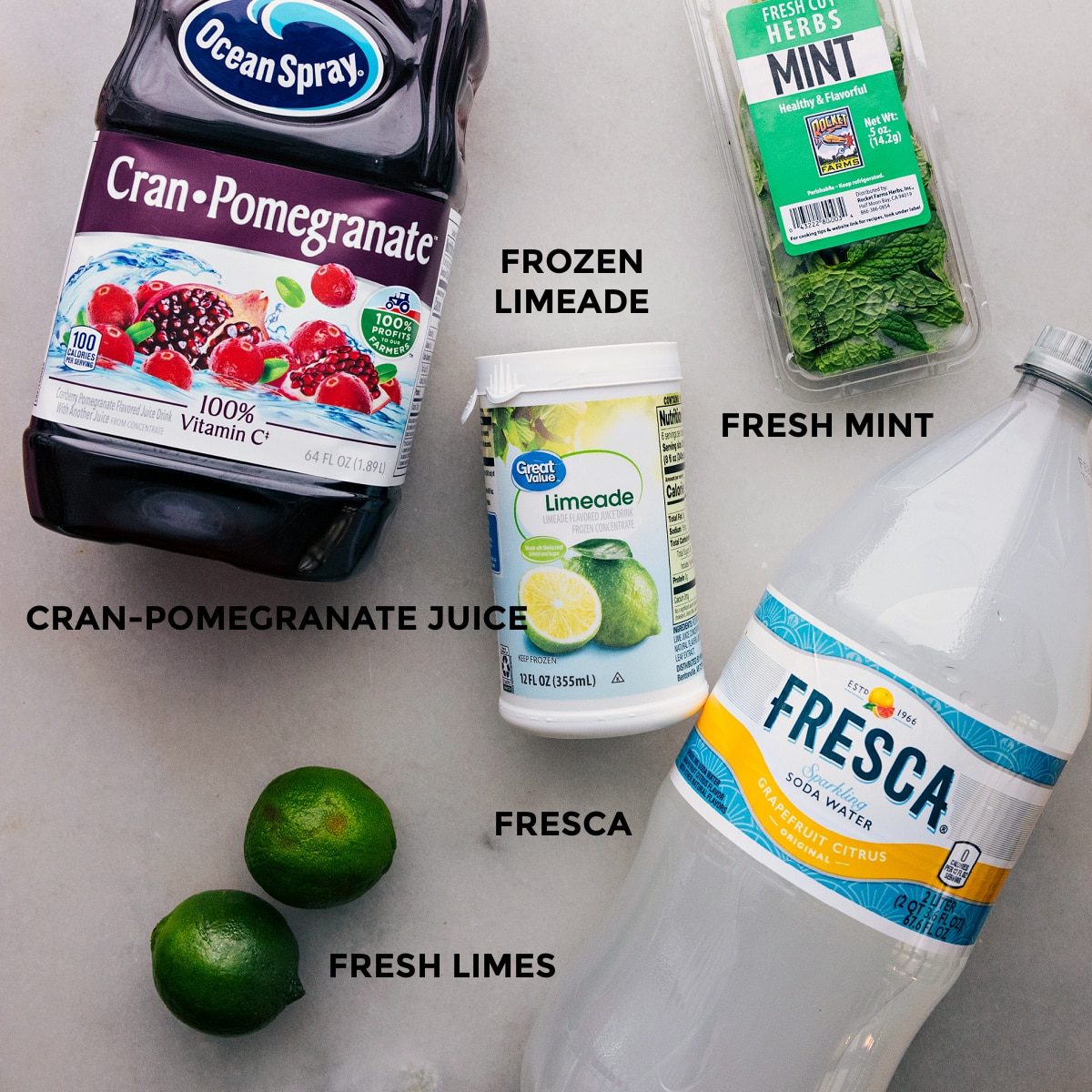 All the ingredients in this drink laid out ready to be be made into a satisfying treat.