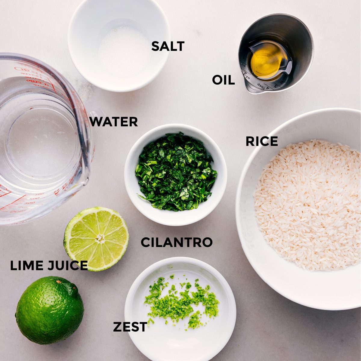 All the ingredients used in this recipe prepped out for straightforward assembly.