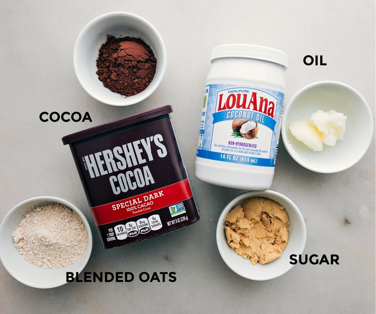 The skippable oreo crumble ingredients prepped out for straightforward assembly to add into the Cookies and Cream Energy Bites.