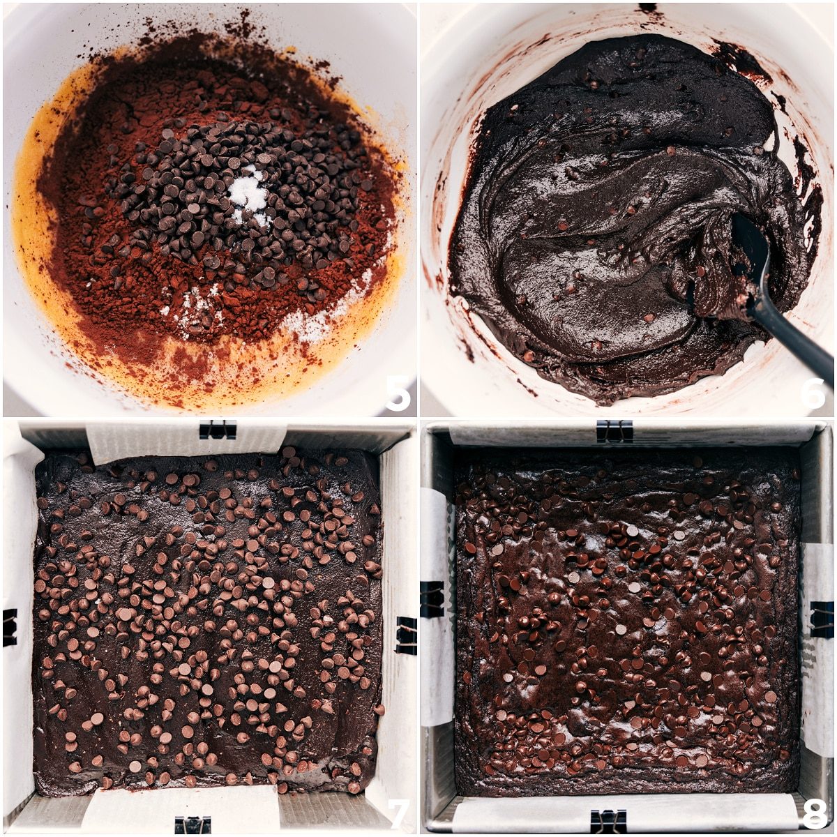 Dry ingredients added to wet ingredients, mixed together, and poured into a pan for this Cosmic Brownies Recipe.