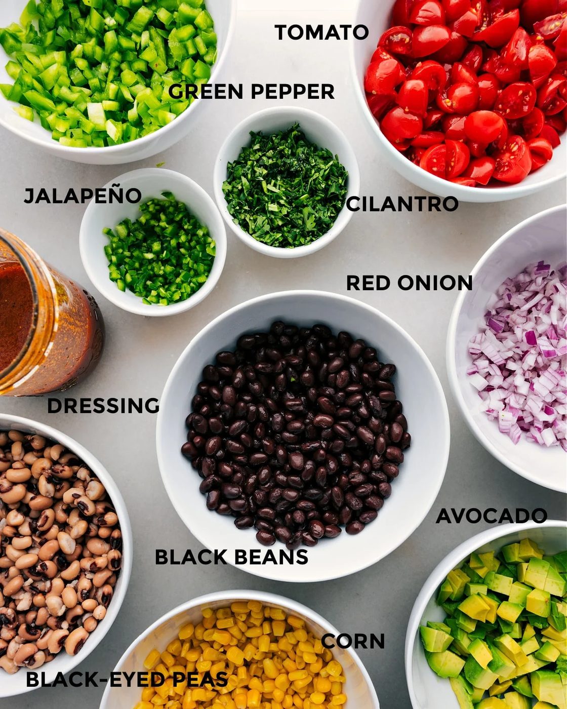 All the ingredients in this recipe prepped out for straightforward assembly.