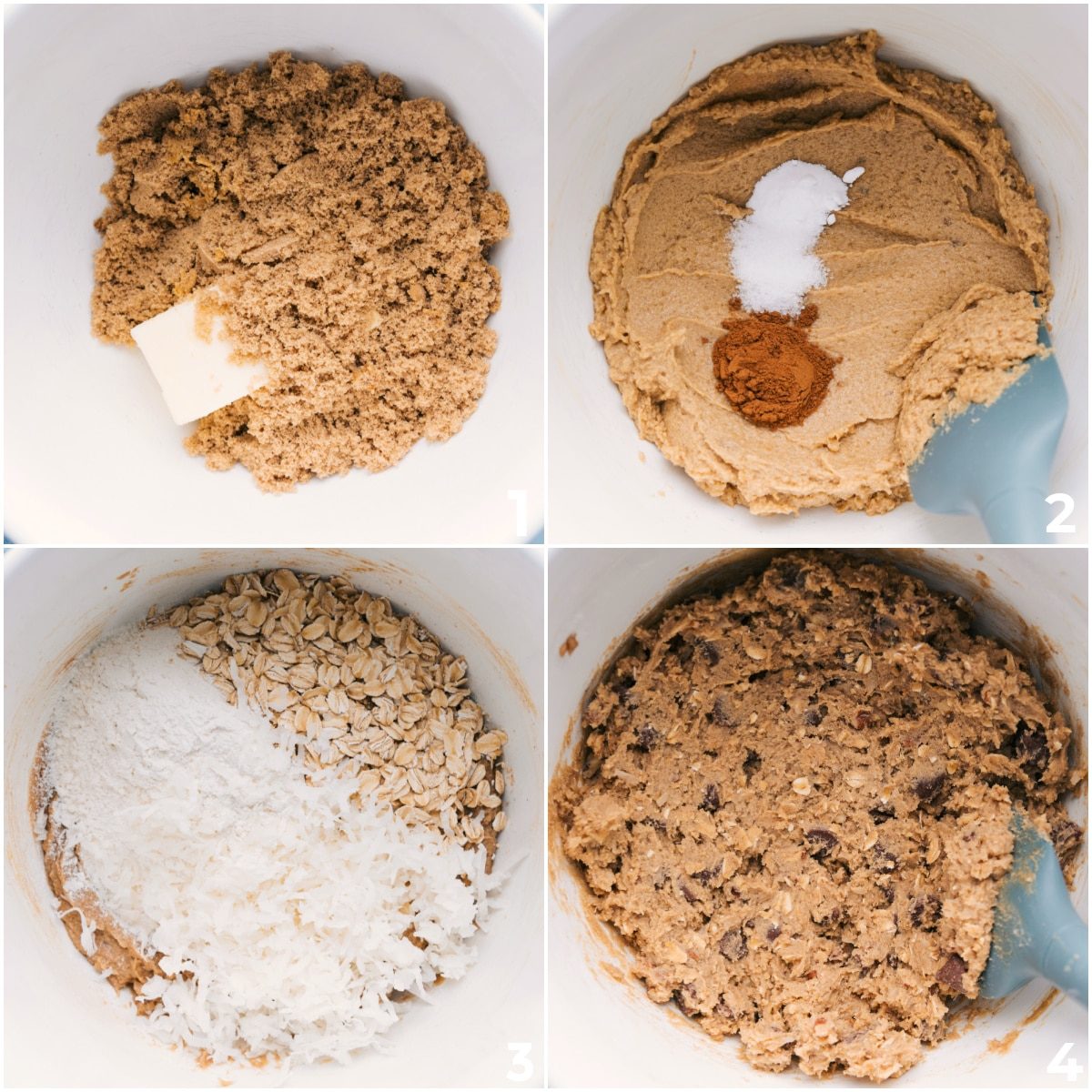Ingredients for this straightforward one bowl dessert mixed together in a single bowl.