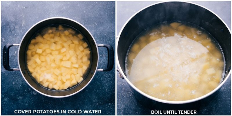 Cover the chopped veggie in cold water and boil until tender.
