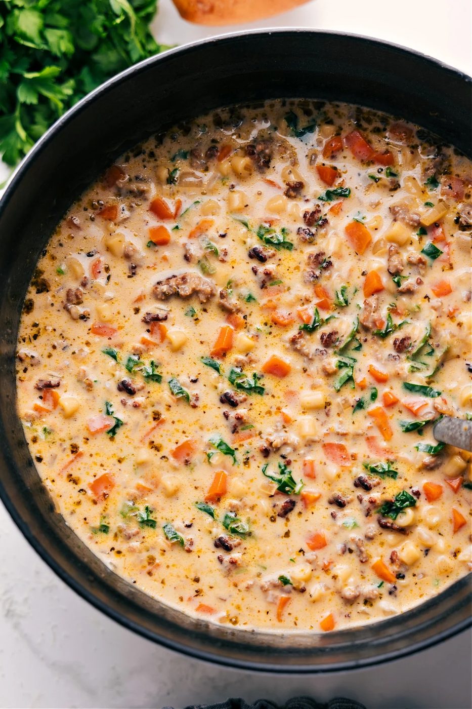 Creamy Parmesan Italian Sausage Soup from the Pot