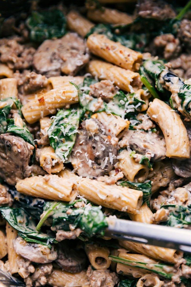 Creamy Sausage And Mushroom Rigatoni from the Pot
