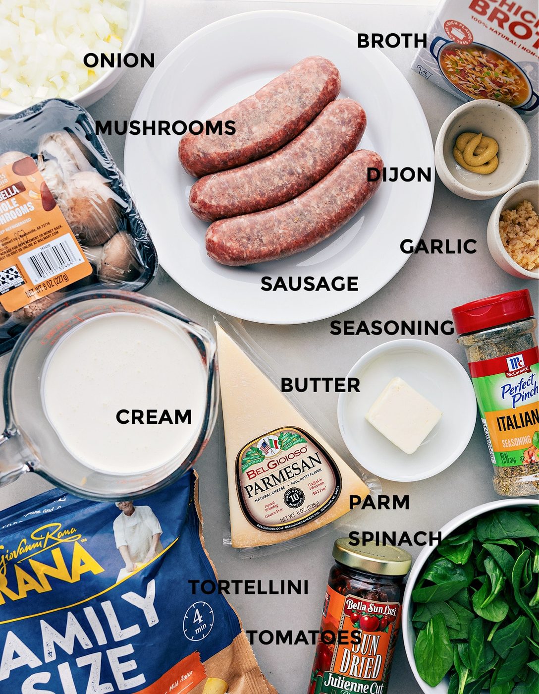 All the ingredients prepped out ready for straightforward assembly.