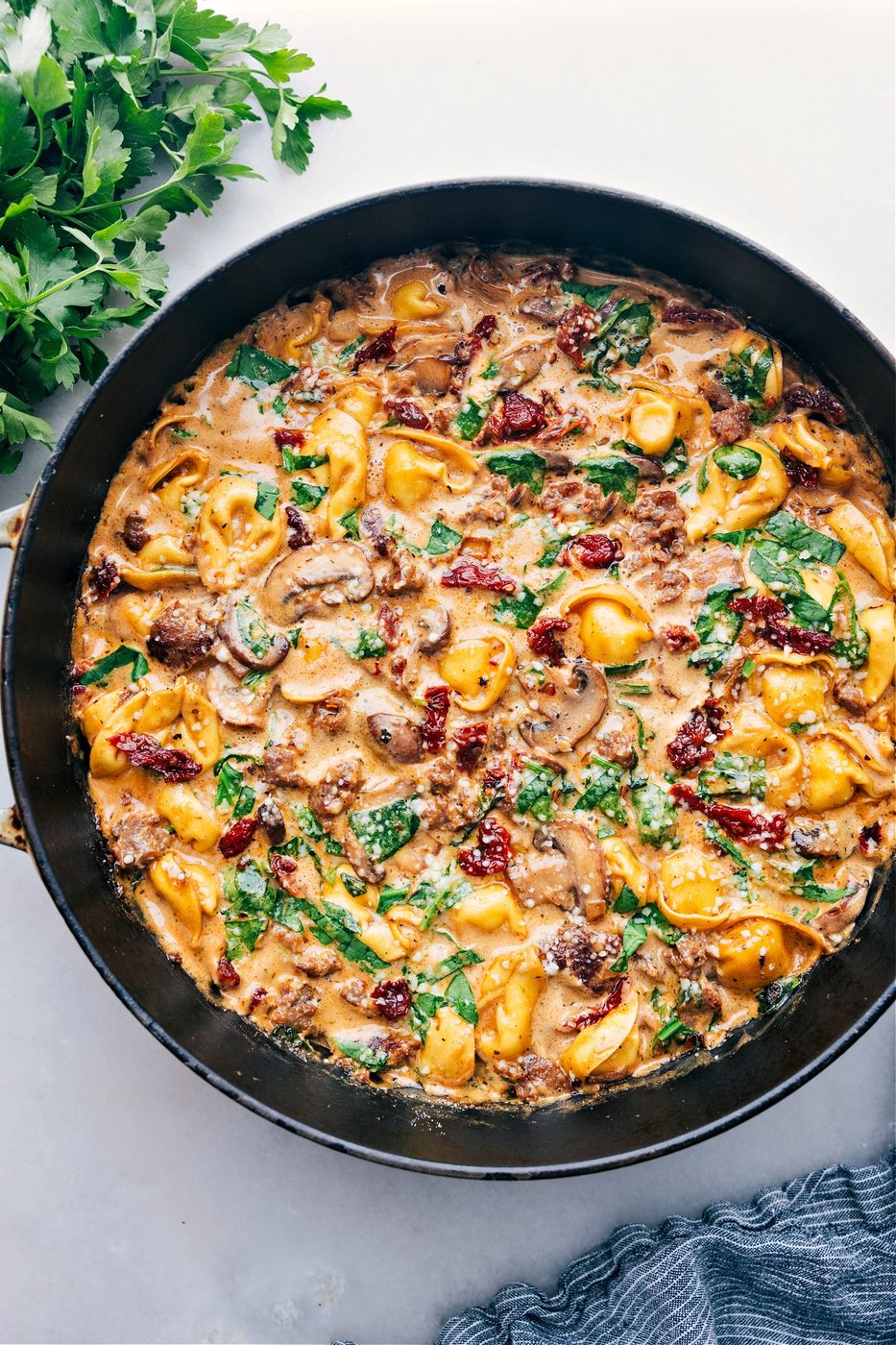 Sausage Tortellini Bake (ONE Skillet!) for Supper