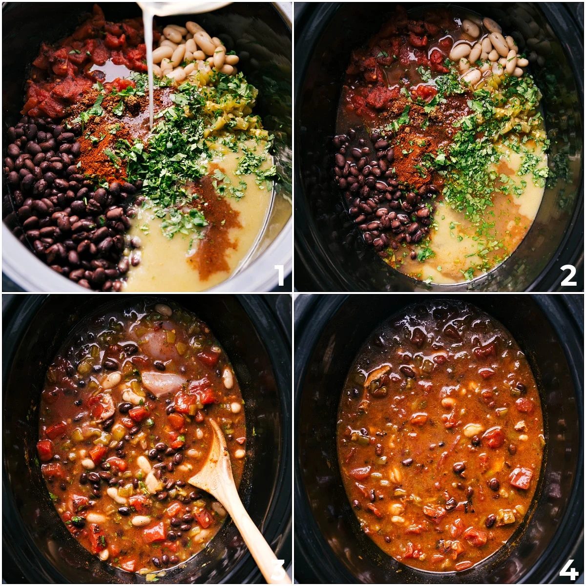 All the ingredients are dumped into a slow cooker, mixed, and slow-cooked to make this green chicken enchilada soup.