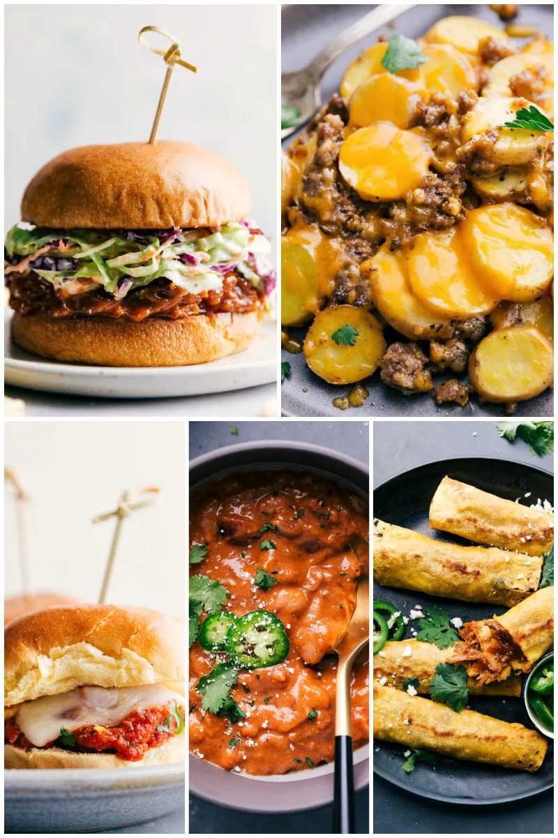 Collage of straightforward slow cooker recipes