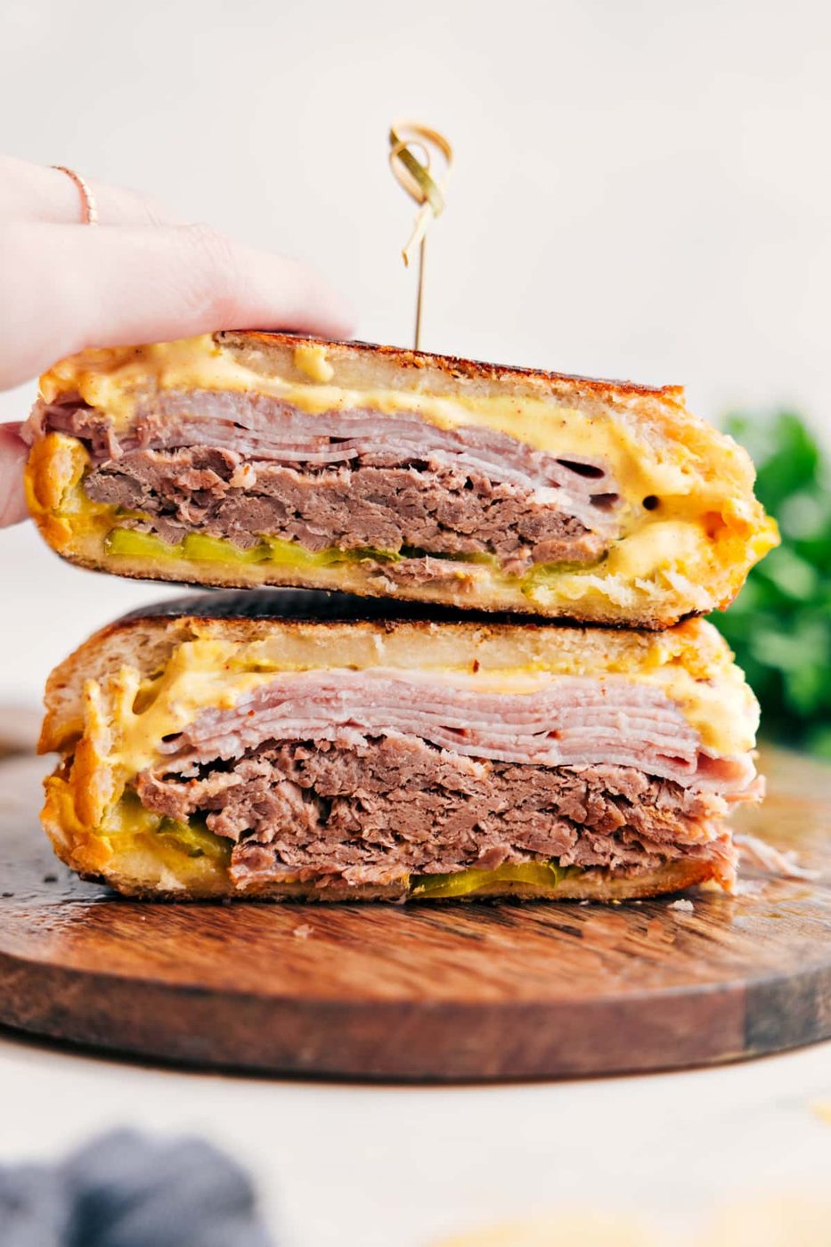 Cuban Sandwich Recipe stacked and ready to serve.