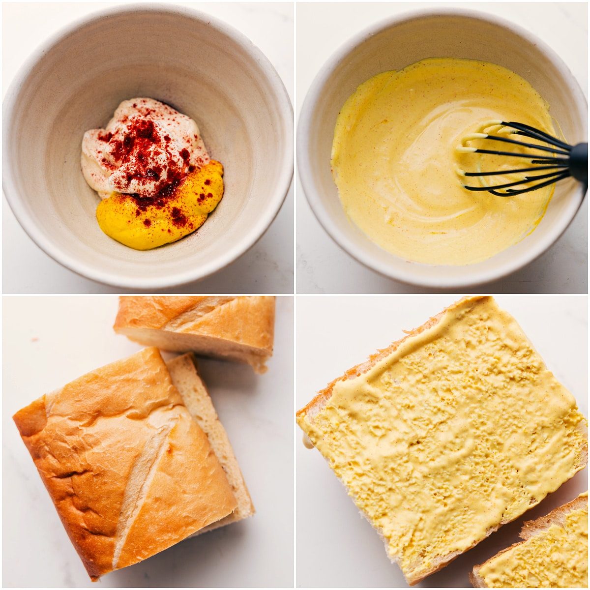 Mayo-mustard sauce whisked together and spread on French bread for this Cuban Sandwich Recipe.
